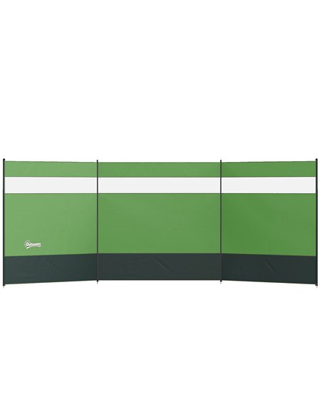 Outsunny Camping Windbreaker with Clear Windows, Carry Bag and Steel Poles, for Beach Caravan Campervan, 440 x 140cm, Army Green - pic 204426 | FastDaddyshop