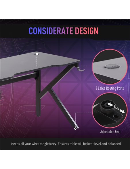 HOMCOM Racing Style Gaming Computer Desk with Rotatable Cup Holder, Black - pic 20443 | FastDaddyshop