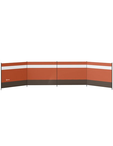 Outsunny Camping Windbreaker with Clear Windows, Carry Bag and Steel Poles, for Beach Caravan Campervan, 725 x 140cm, Orange - pic 204435 | FastDaddyshop