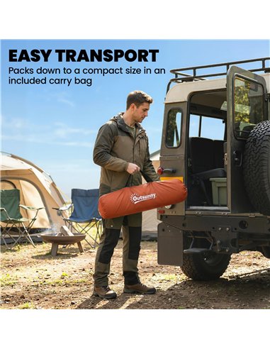 Outsunny Camping Windbreaker with Clear Windows, Carry Bag and Steel Poles, for Beach Caravan Campervan, 725 x 140cm, Orange