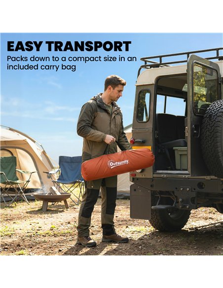 Outsunny Camping Windbreaker with Clear Windows, Carry Bag and Steel Poles, for Beach Caravan Campervan, 725 x 140cm, Orange - pic 204441 | FastDaddyshop