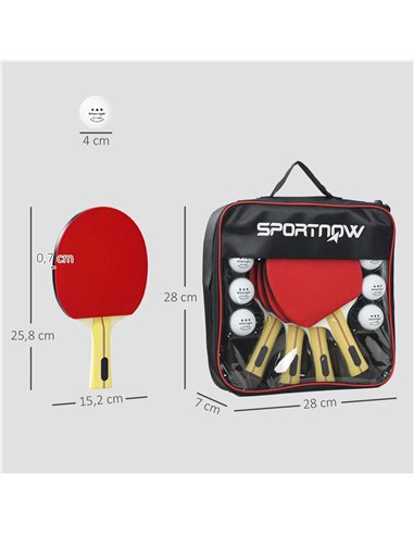 SPORTNOW Portable Table Tennis Set with Four Rackets, Eight Balls, Storage Case