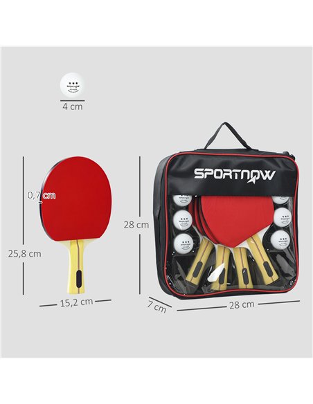 SPORTNOW Portable Table Tennis Set with Four Rackets, Eight Balls, Storage Case - pic 204446 | FastDaddyshop