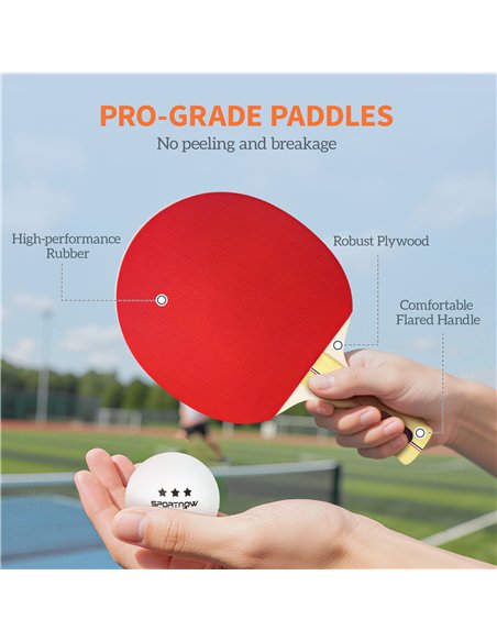 SPORTNOW Portable Table Tennis Set with Four Rackets, Eight Balls, Storage Case - pic 204448 | FastDaddyshop