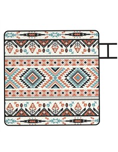 Outsunny Picnic Blanket, 200x200CM Large Beach Blanket Outdoor Picnic Mat with Integrated Strap for Camping, Mix-Colour