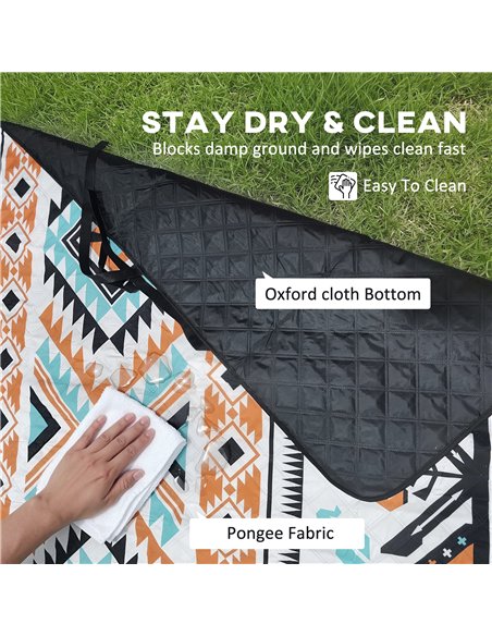 Outsunny Picnic Blanket, 200x200CM Large Beach Blanket Outdoor Picnic Mat with Integrated Strap for Camping, Mix-Colour - pic 204457 | FastDaddyshop