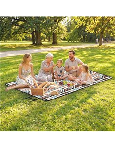 Outsunny Picnic Blanket, 300x200CM Large Beach Blanket Outdoor Picnic Mat with Integrated Strap for Camping, Mix-Colour 2