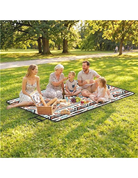 Outsunny Picnic Blanket, 300x200CM Large Beach Blanket Outdoor Picnic Mat with Integrated Strap for Camping, Mix-Colour - pic 204463 | FastDaddyshop