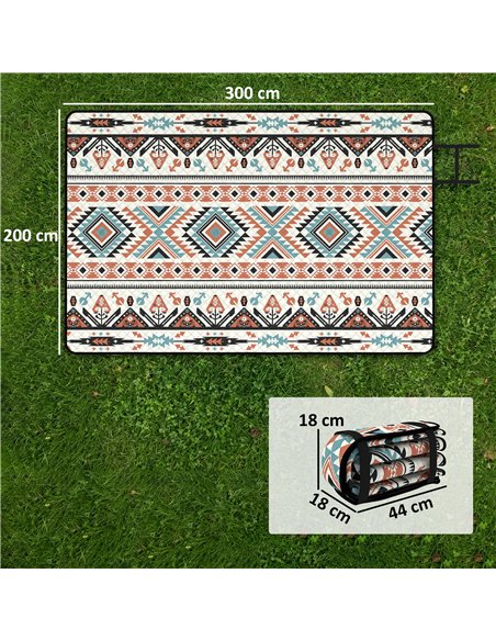 Outsunny Picnic Blanket, 300x200CM Large Beach Blanket Outdoor Picnic Mat with Integrated Strap for Camping, Mix-Colour - pic 204464 | FastDaddyshop