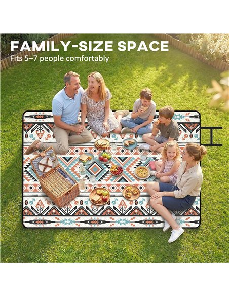 Outsunny Picnic Blanket, 300x200CM Large Beach Blanket Outdoor Picnic Mat with Integrated Strap for Camping, Mix-Colour - pic 204465 | FastDaddyshop