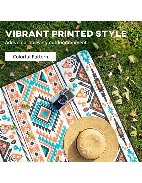 Outsunny Picnic Blanket, 300x200CM Large Beach Blanket Outdoor Picnic Mat with Integrated Strap for Camping, Mix-Colour - pic 204469 | FastDaddyshop