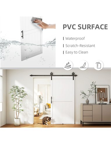 HOMCOM 213.4cm Sliding Barn Door Kit, Sliding Door with Track, Hardware, Upgraded Rollers and Floor Guide, Handle, White