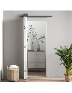 HOMCOM Slide Door, 70cm Modern Sliding Door Set Kit with Steel Rail, White