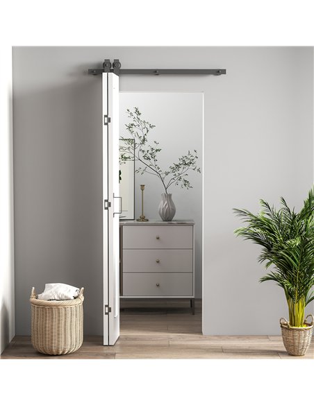 HOMCOM Slide Door, 70cm Modern Sliding Door Set Kit with Steel Rail, White - pic 204489 | FastDaddyshop