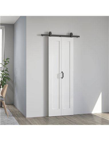 HOMCOM Slide Door, 70cm Modern Sliding Door Set Kit with Steel Rail, White