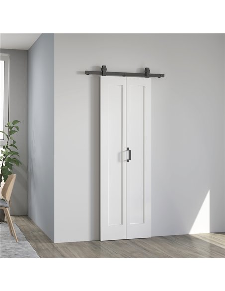 HOMCOM Slide Door, 70cm Modern Sliding Door Set Kit with Steel Rail, White - pic 204490 | FastDaddyshop