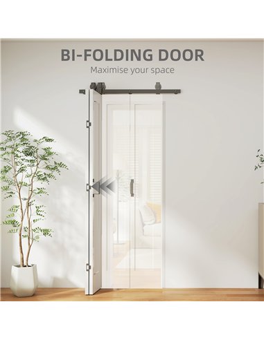 HOMCOM Slide Door, 70cm Modern Sliding Door Set Kit with Steel Rail, White