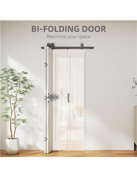 HOMCOM Slide Door, 70cm Modern Sliding Door Set Kit with Steel Rail, White - pic 204492 | FastDaddyshop