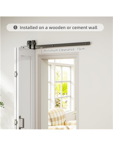 HOMCOM Slide Door, 70cm Modern Sliding Door Set Kit with Steel Rail, White