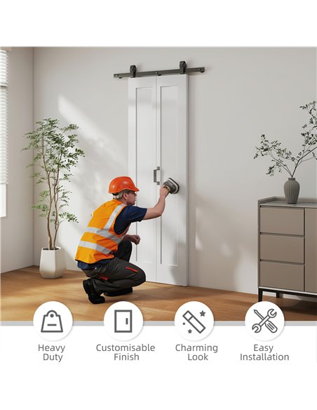 HOMCOM Slide Door, 70cm Modern Sliding Door Set Kit with Steel Rail, White - pic 204494 | FastDaddyshop
