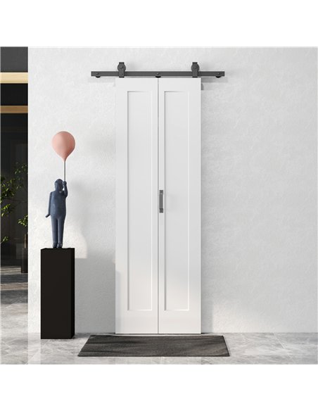 HOMCOM Slide Door, 70cm Modern Sliding Door Set Kit with Steel Rail, White - pic 204495 | FastDaddyshop