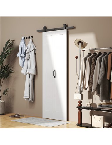 HOMCOM Slide Door, 70cm Modern Sliding Door Set Kit with Steel Rail, White