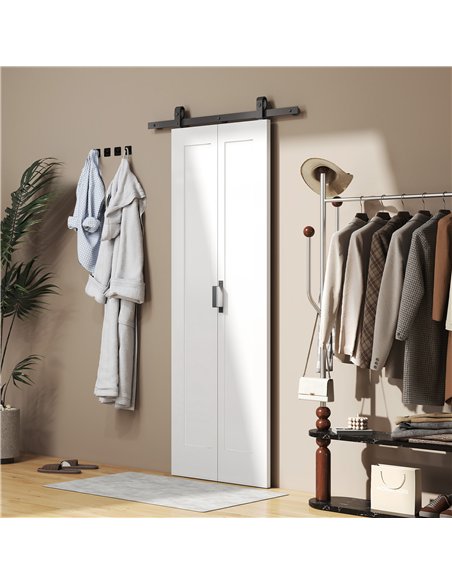 HOMCOM Slide Door, 70cm Modern Sliding Door Set Kit with Steel Rail, White - pic 204496 | FastDaddyshop