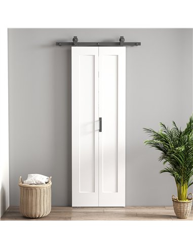 HOMCOM Slide Door, 70cm Modern Sliding Door Set Kit with Steel Rail, White