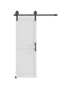 HOMCOM 152.4cm Sliding Barn Door Kit, Sliding Door with Track, Hardware, Upgraded Rollers and Floor Guide, Handle, White