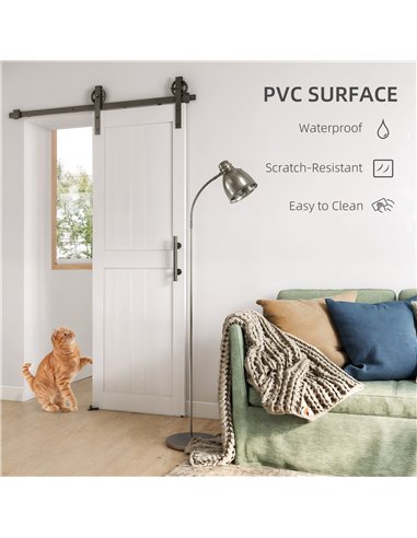 HOMCOM 152.4cm Sliding Barn Door Kit, Sliding Door with Track, Hardware, Upgraded Rollers and Floor Guide, Handle, White