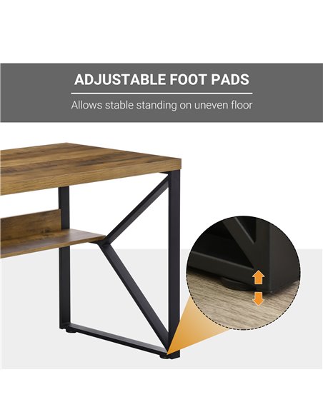 HOMCOM Writing Computer Desk with Storage Shelf, Black-Brown Wood Effect - pic 20451 | FastDaddyshop