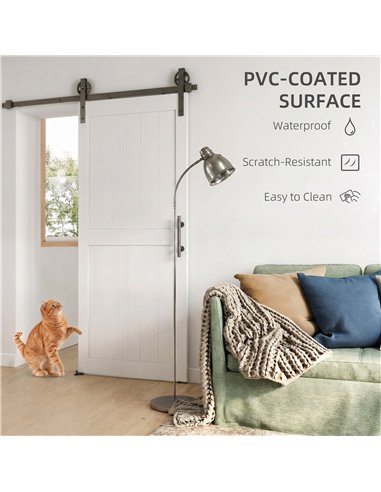 HOMCOM 183cm Sliding Barn Door Kit, Sliding Door with Track, Hardware, Upgraded Rollers and Floor Guide, Handle, White