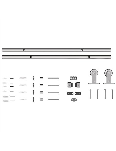 HOMCOM Sliding Door Hardware Kit Heavy Duty 304 Stainless Steel 152 cm Wide Door Silver Tone - pic 204516 | FastDaddyshop