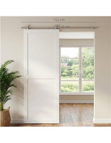 HOMCOM Sliding Door Hardware Kit Heavy Duty 304 Stainless Steel 152 cm Wide Door Silver Tone
