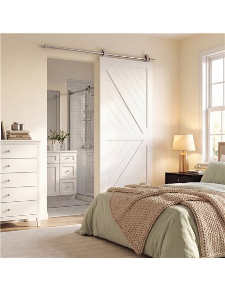 HOMCOM Sliding Door Hardware Kit Heavy Duty 304 Stainless Steel 152 cm Wide Door Silver Tone - pic 204523 | FastDaddyshop