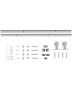 HOMCOM Sliding Door Hardware Kit Smooth Quiet 304 Stainless Steel for 180cm Track Sliver Tone