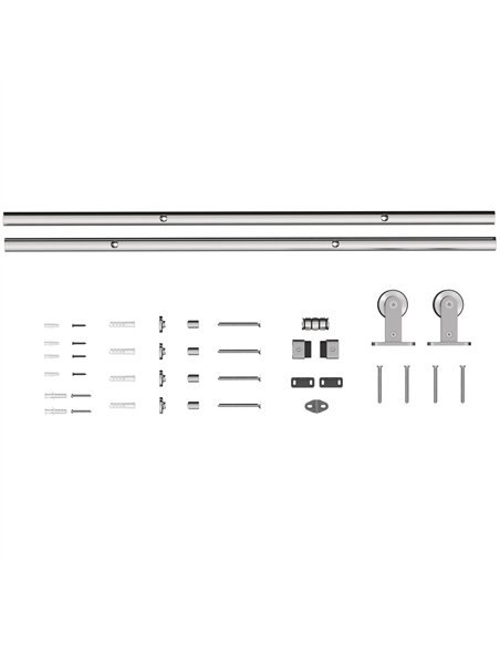 HOMCOM Sliding Door Hardware Kit Smooth Quiet 304 Stainless Steel for 180cm Track Sliver Tone - pic 204525 | FastDaddyshop