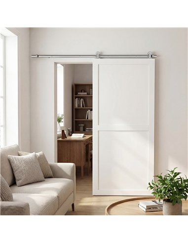 HOMCOM Sliding Door Hardware Kit Smooth Quiet 304 Stainless Steel for 180cm Track Sliver Tone