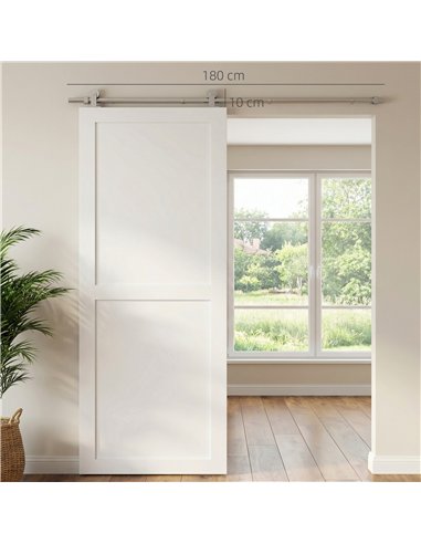 HOMCOM Sliding Door Hardware Kit Smooth Quiet 304 Stainless Steel for 180cm Track Sliver Tone