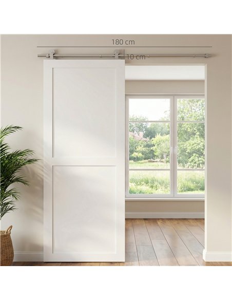 HOMCOM Sliding Door Hardware Kit Smooth Quiet 304 Stainless Steel for 180cm Track Sliver Tone - pic 204527 | FastDaddyshop