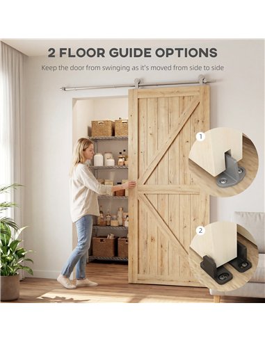 HOMCOM Sliding Door Hardware Kit Smooth Quiet 304 Stainless Steel for 180cm Track Sliver Tone