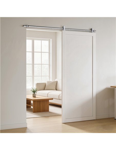 HOMCOM Sliding Door Hardware Kit Smooth Quiet 304 Stainless Steel for 180cm Track Sliver Tone - pic 204532 | FastDaddyshop