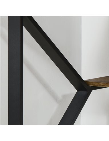 HOMCOM Writing Computer Desk with Storage Shelf, Black-Brown Wood Effect