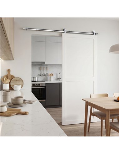 HOMCOM Sliding Door Hardware Kit Smooth Quiet 304 Stainless Steel for 200cm Track Sliver Tone