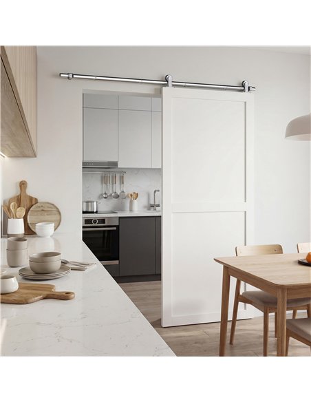 HOMCOM Sliding Door Hardware Kit Smooth Quiet 304 Stainless Steel for 200cm Track Sliver Tone - pic 204542 | FastDaddyshop