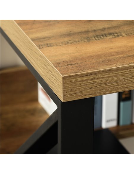 HOMCOM Writing Computer Desk with Storage Shelf, Black-Brown Wood Effect - pic 20455 | FastDaddyshop
