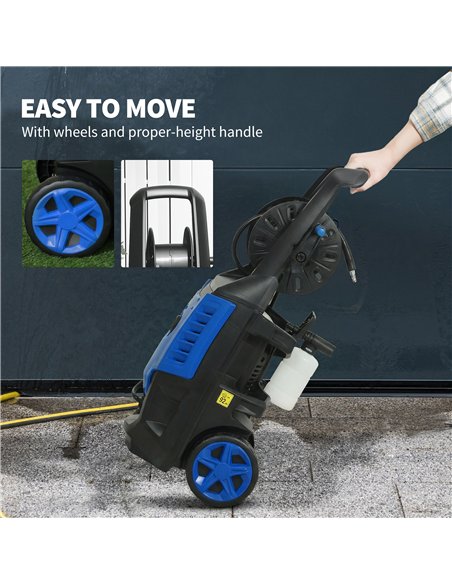 Outsunny 2200W High Pressure Washer, 170 Bar Pressure Washer with Adjustable Nozzle and 6M Hose, 32W x 32D x 80H cm Blue - pic 204550 | FastDaddyshop