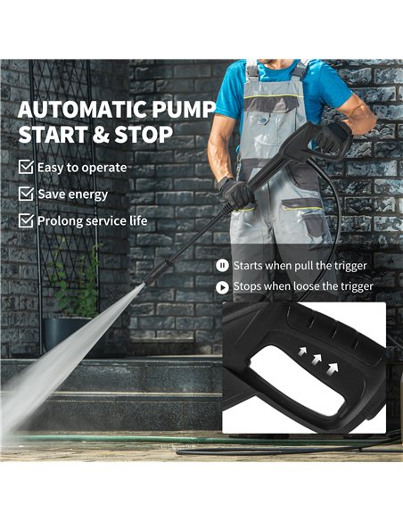 Outsunny 2200W High Pressure Washer, 170 Bar Pressure Washer with Adjustable Nozzle and 6M Hose, 33 x 31.5 x 80.5 cm, Yellow - pic 204557 | FastDaddyshop