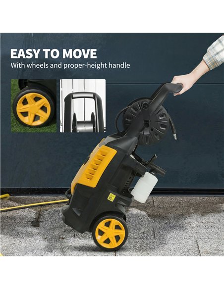 Outsunny 2200W High Pressure Washer, 170 Bar Pressure Washer with Adjustable Nozzle and 6M Hose, 33 x 31.5 x 80.5 cm, Yellow - pic 204559 | FastDaddyshop