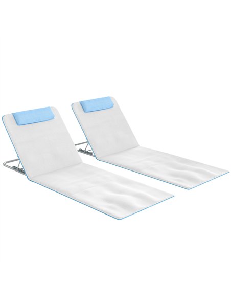 Outsunny Set of 2 Foldable Garden Beach Chair Mat, Lightweight Outdoor Sun Lounger Seats with Adjustable Back, Metal Frame, PE F - pic 204579 | FastDaddyshop